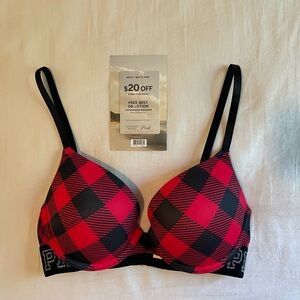 Victoria’s Secret PINK Festive Christmas Push-Up Glitter Shine Silver Bra 32C